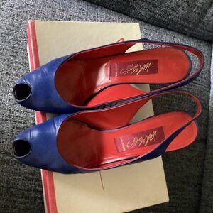 Preowned Blue leather wedge-7.5N